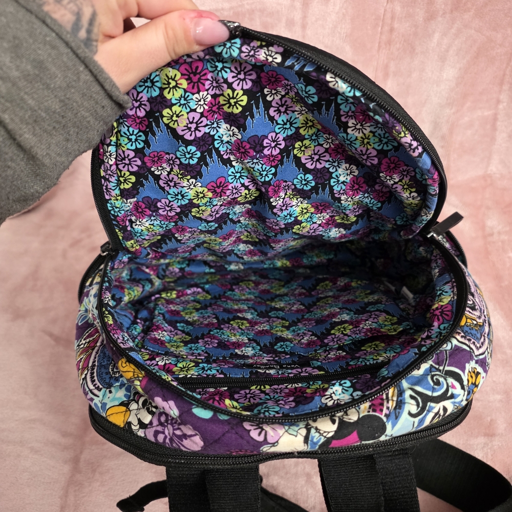 Vera Bradley Multicolor Purple & Blue Paisley Disney Quilted Mini Backpack - Picture 3 of 3